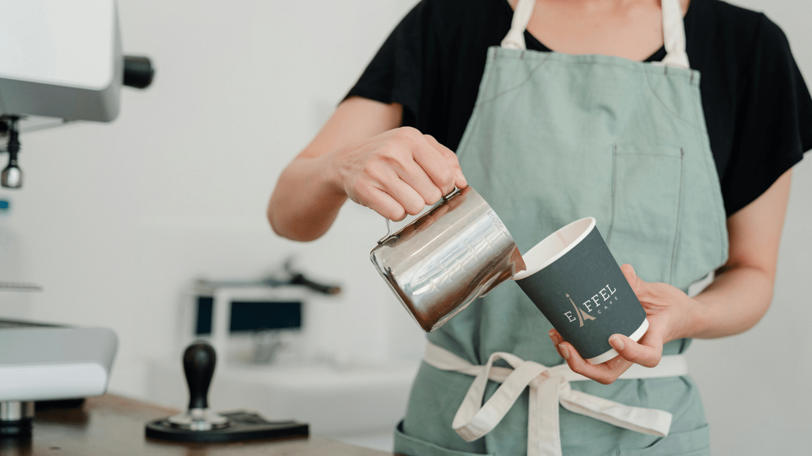 Eiffel Cafe Coffee Cup Logo Design