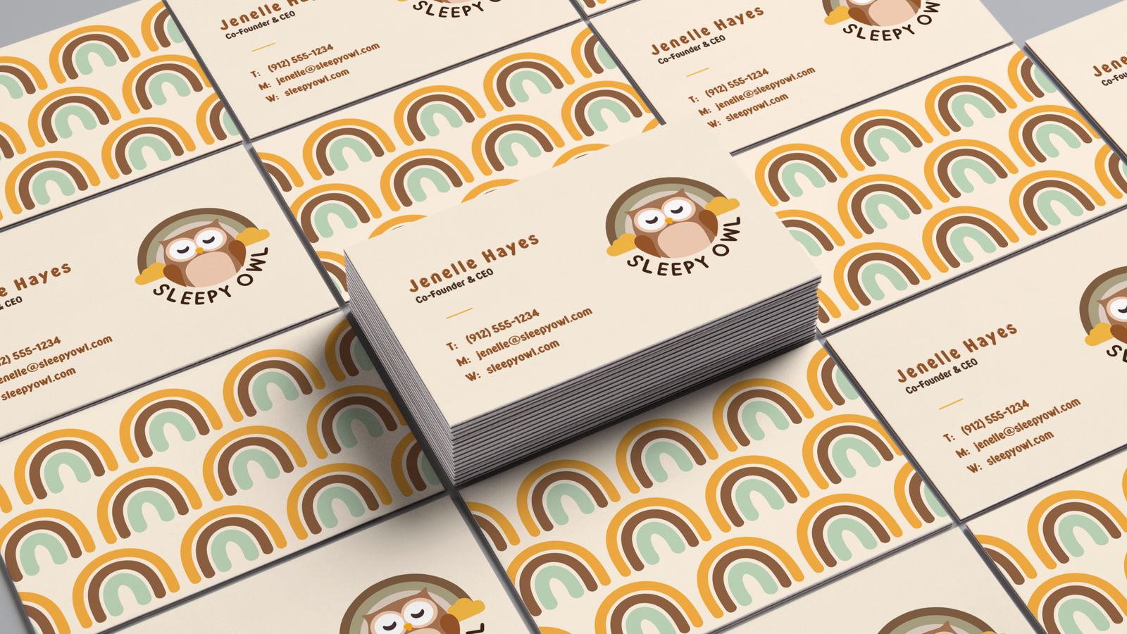 Sleepy Owl Logo Design Business Card