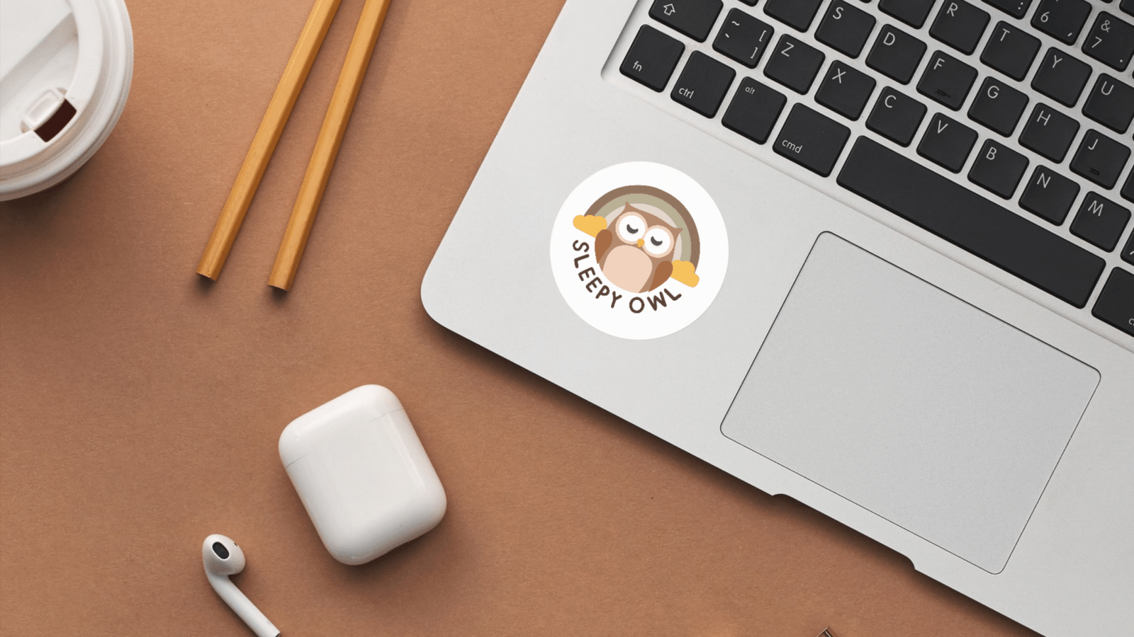 Sleepy Owl Logo Design Sticker