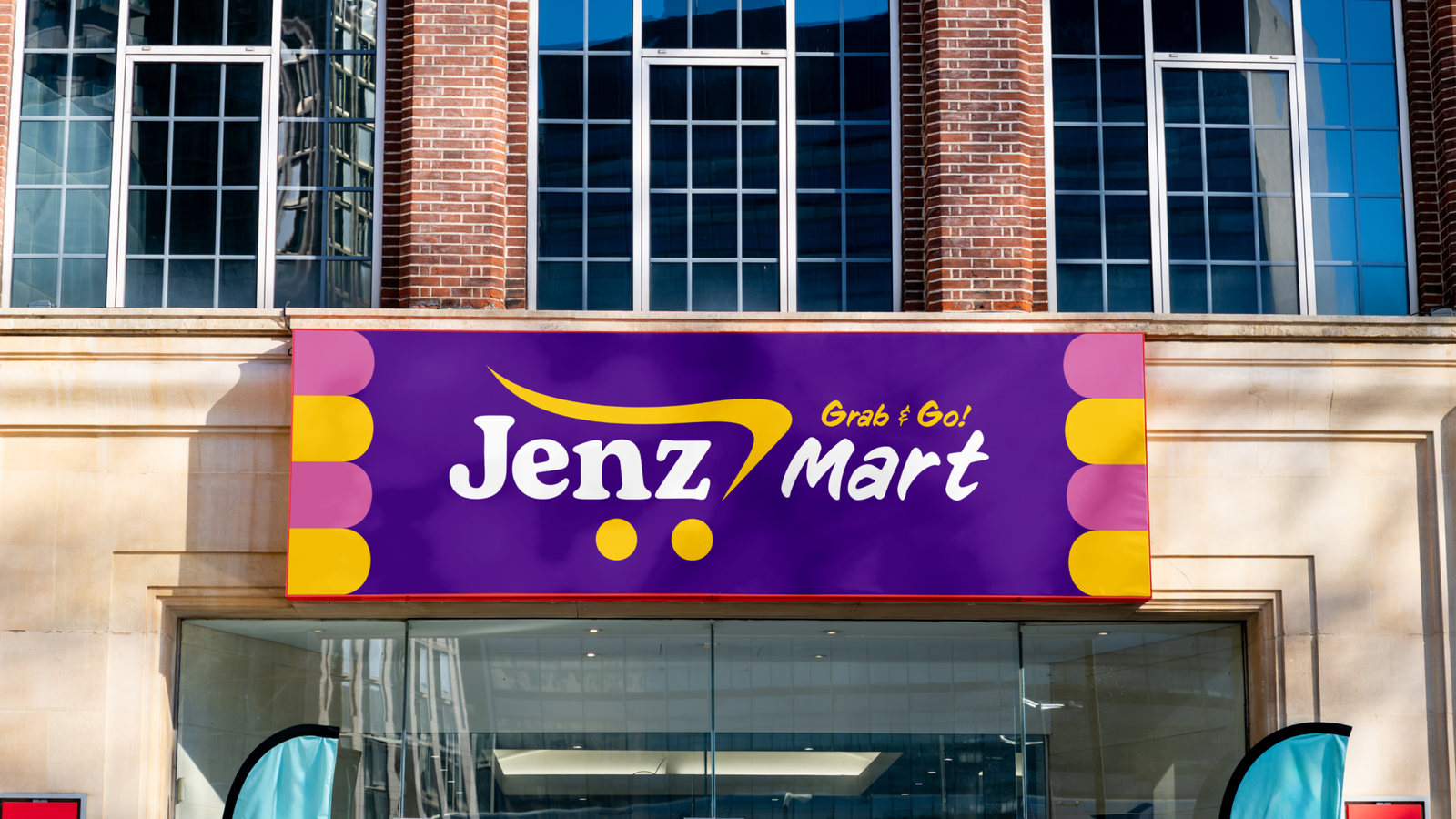 Signage JENZ MART grab & Go!