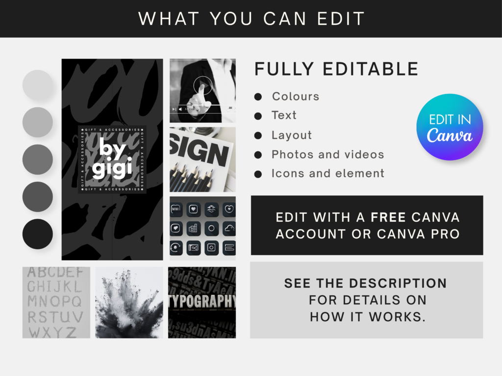 Branding Kits Canva template ready to use - What you can edit