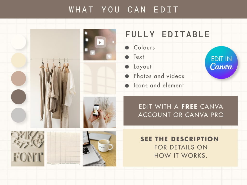 Branding Kits Canva template ready to use - What you can edit
