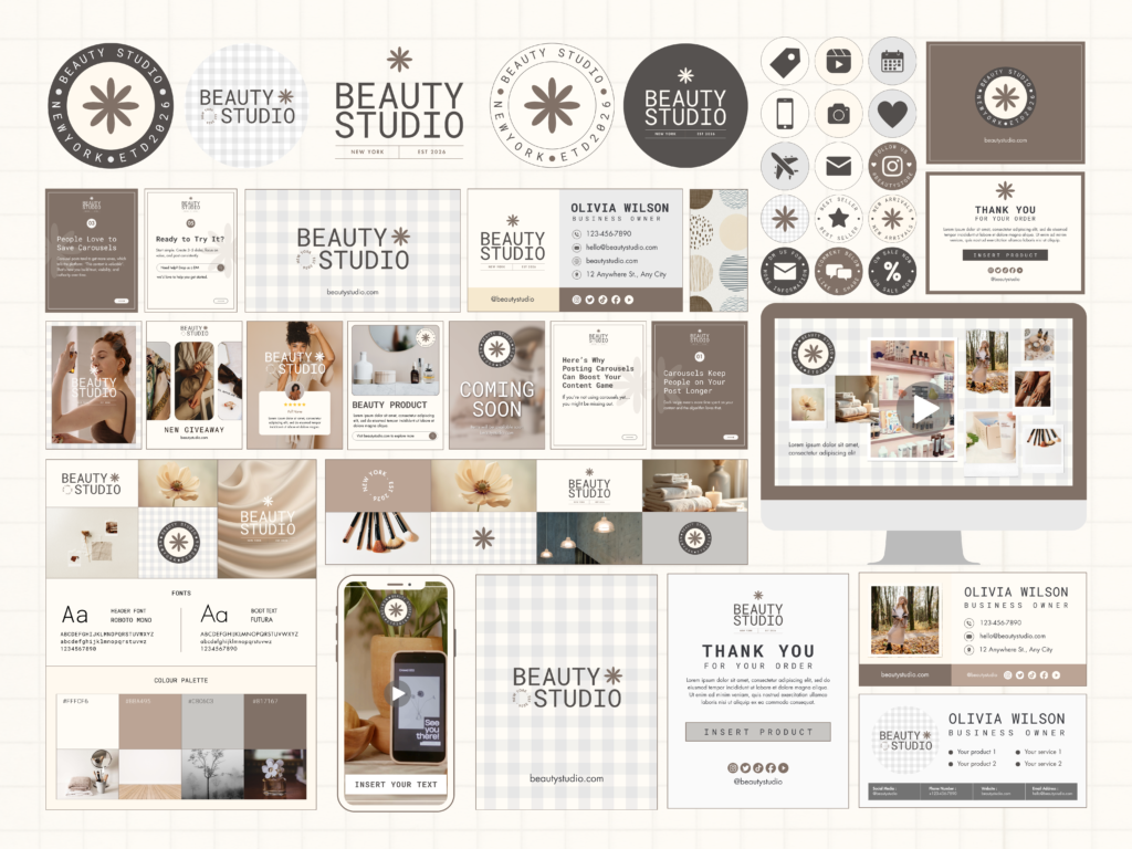 Full Branding Kits Canva template ready to use - Beauty Studio