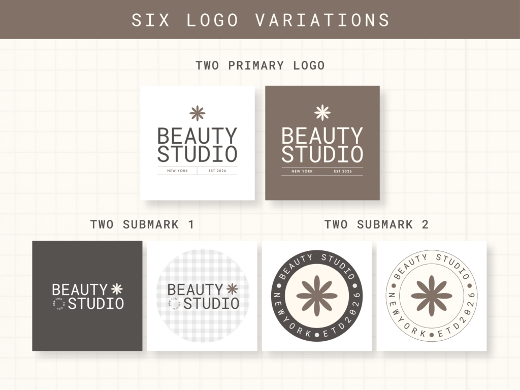 Branding Kits Canva template ready to use - Beauty Studio Logos