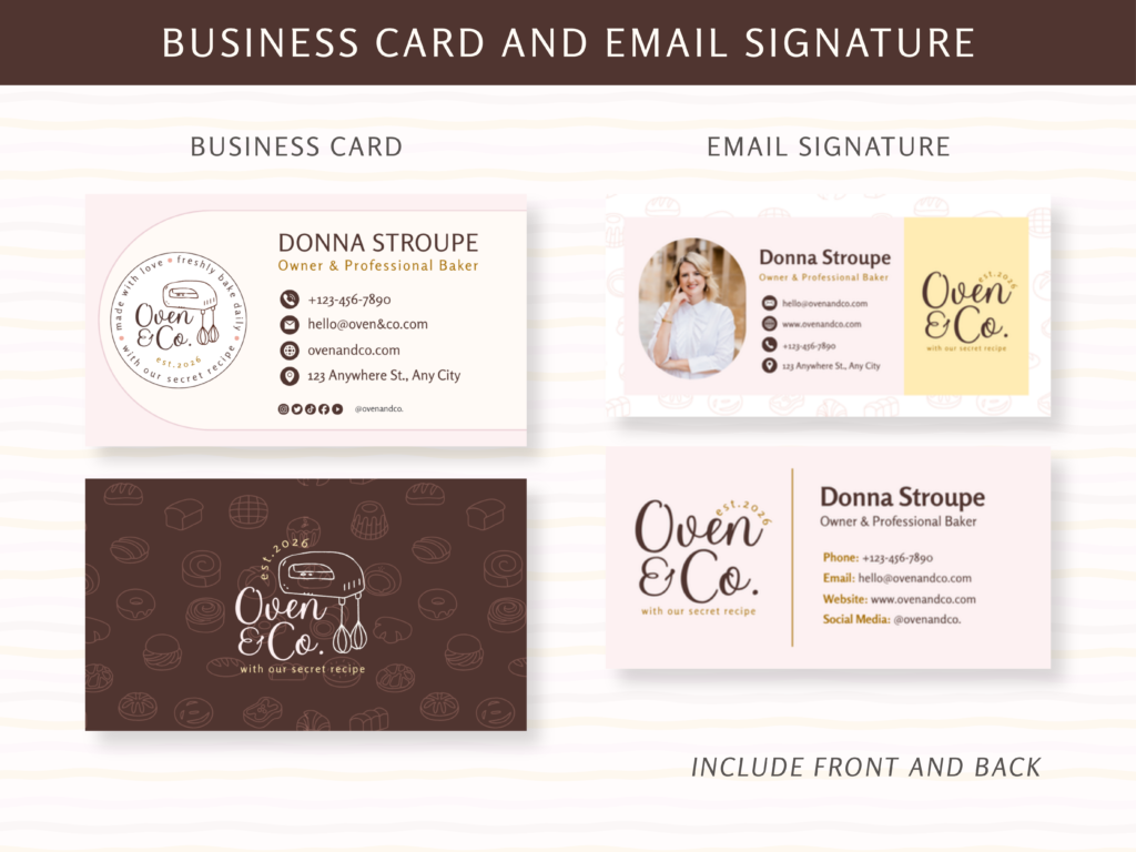 Branding Kits Canva template ready to use - Olive & Co. business cards and email template