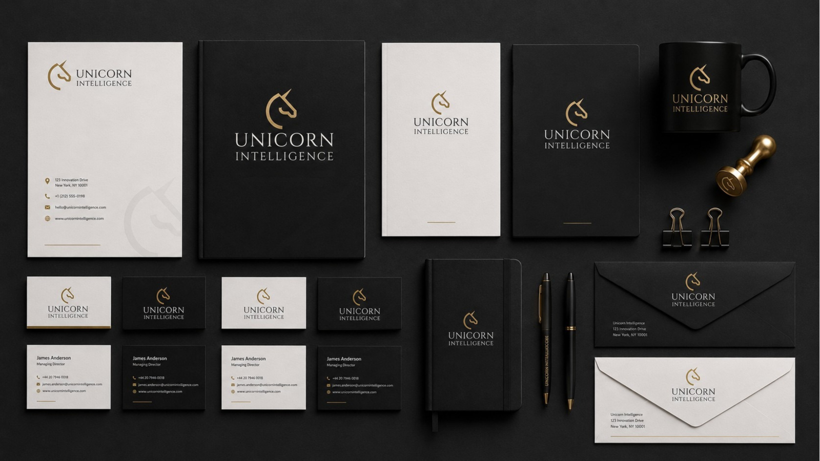 Unicorn Intelligence Mockup Stationery
